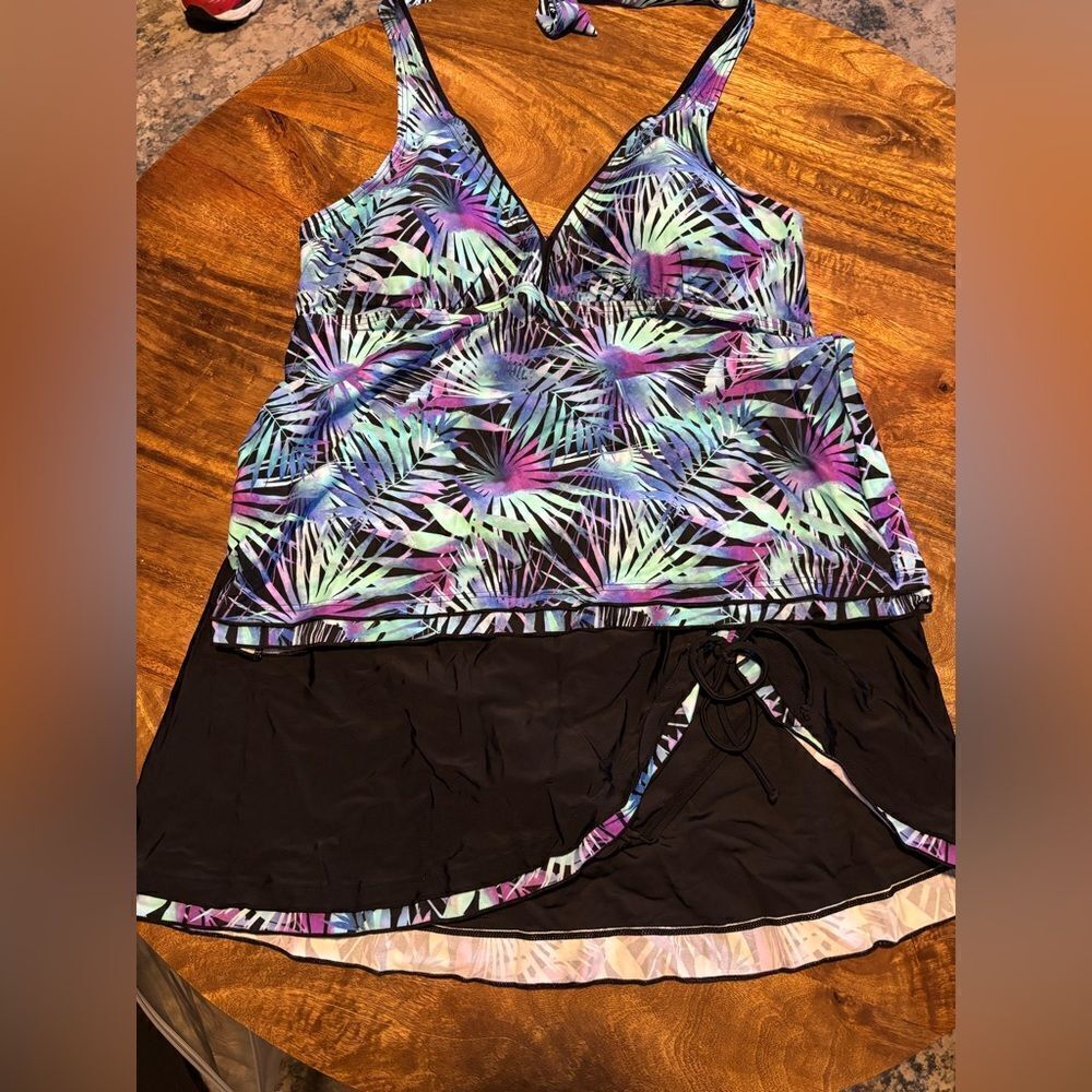 REKITA Tankini with Skirt U-Neck 2 Piece Swimwear XXL